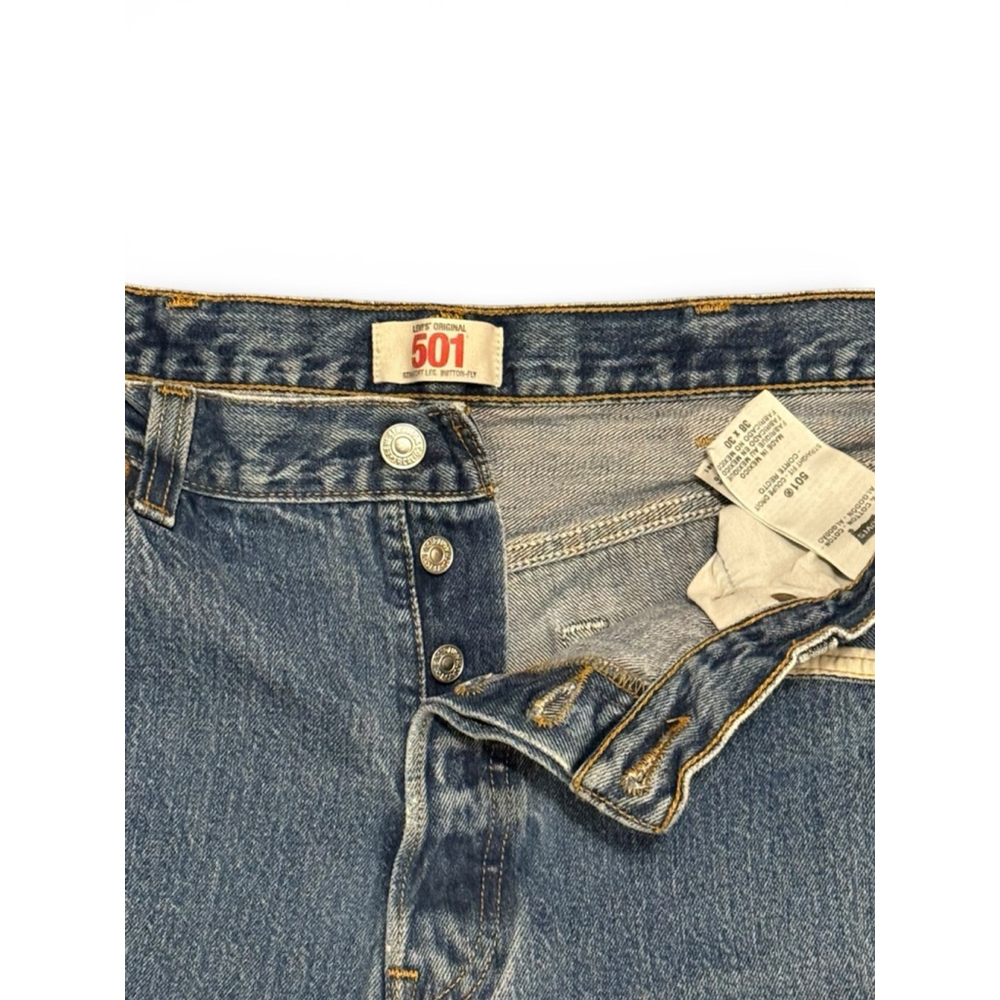 Vintage Y2K Levi’s Men’s 501 Straight Leg Med Wash 38x30 Button Fly Distressed - Picture 2 of 12